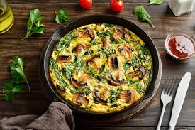 Frittata cu spanac, ciuperci și parmezan